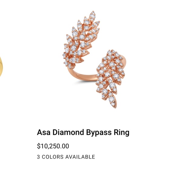 Solid Rose Gold & Genuine Diamond Asa Bypass Ring - Picture 14 of 15